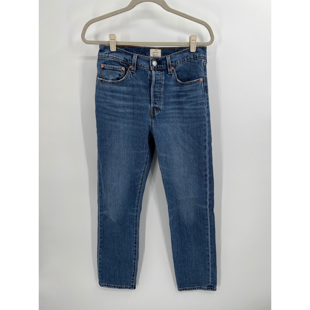 Levis 501 Original Fit Jeans Medium Wash Blue High Rise Button Fly W28 L30